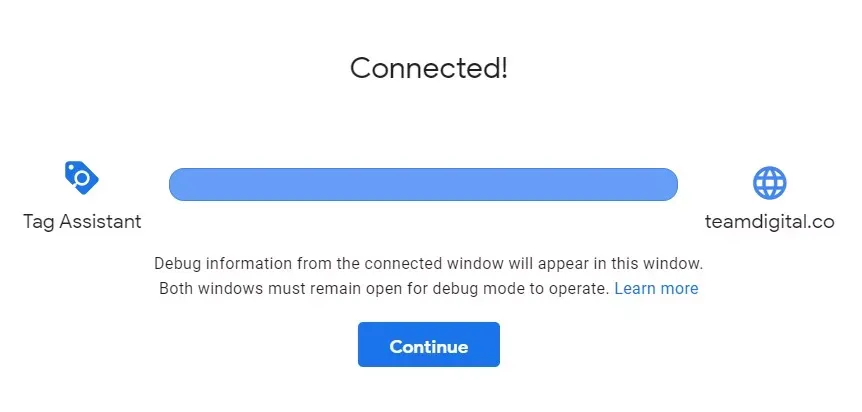 สถานะ Connected ของ Google Tag Manager
